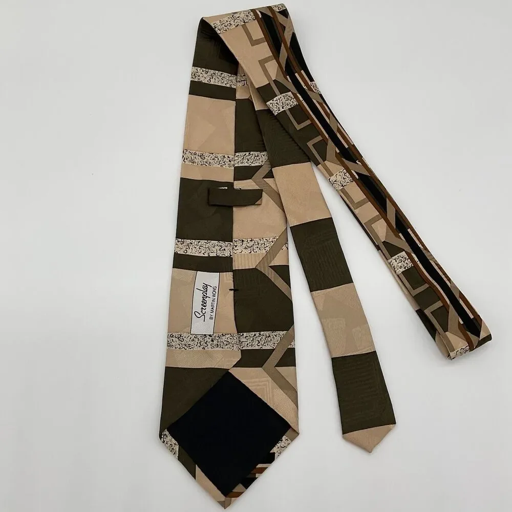Bachrach Silk Mens Neck Tie Abstract USA Made Martin Wong Screenplay Lot of 2‎